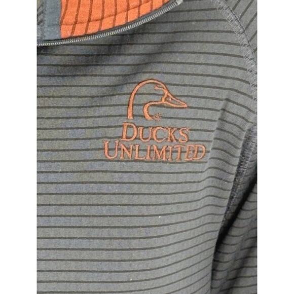 Ducks Unlimited Quarter Zip Pullover in Navy and Brown For Layering – Size XL - Picture 3 of 6